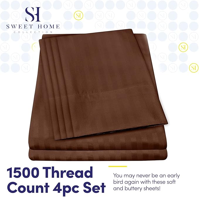 Twin Size Bed Sheets - 4 Piece 1500 Supreme Collection Fine Brushed Microfiber Deep Pocket Twin Sheet Set Bedding - 1 EXTRA PILLOW CASES, GREAT VALUE, Twin, Dobby Coffee