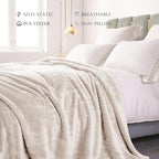Exclusivo Mezcla Plush Fuzzy Fleece Bed Blanket Twin Size, Super Soft, Fluffy and Warm Blankets, Suitable for All Seasons (Beige, 90x66 Inches)