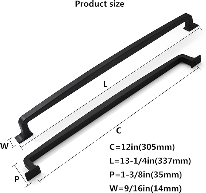 Khtumeware 6 Pack 12 Inch Cabinet Handles - Matte Black Kitchen Pulls and Drawer Handles
