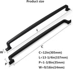 khtumeware 2 Pack 12 Inch Cabinet Handles Matte Black Pulls for Drawer Cabinet Cupboard Handles