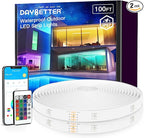 DAYBETTER Outdoor LED Strip Lights, IP67 Waterproof LED Lights with Remote, APP Control, Color Changing LED Rope Lights for Bedroom, Bathroom, Roof, Balcony, Pool, 24V, 100ft
