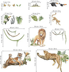 decalmile Large Jungle Animals Tree Branch Wall Stickers Safari Lion Leopard Tiger Wall Decals Baby Nursery Kids Room Playroom Wall Decor (XL)