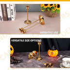 Taper Candle Holder Tall Vintage Metal Candlestick Holders Candle Stick Candelabra for Halloween Thanksgiving Christmas Holiday Wedding (Gold, 2 Sets (6 pcs))