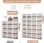 ROJASOP Shoe Storage Cabinet, 12-Tier Shoe Organizer 96 Pairs Extra Large Plastic Shoe Rack with Covers Portable Shoe Rack Organizer with Doors Big Shoe Rack for Closet Entryway Bedroom