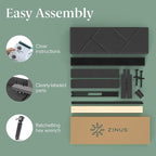 ZINUS Judy Upholstered Platform Bed Frame, Mattress Foundation, Wood Slat Support, No Box Spring Needed, Eco Friendly WonderBox (TM), Easy Assembly, Dark Grey, King