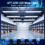 hykolity 5000K LED Shop Light Linkable, 4FT Daylight 42W LED Ceiling Lights for Garages, Workshops, Basements, Hanging or FlushMount, Included Power Cord and Pull Chain, 4400lm, ETL- 1 Pack