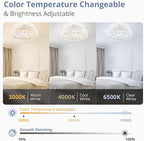 LEDIARY 15.7" Modern Ceiling Fans with Lights and Remote, Dimmable Low Profile Ceiling Fan, Flush Mount Ceiling Fan, Stepless Color Temperature Change and 6 Speeds - White