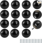 FoDau770 15pcs Black Wood Knobs, Round Ball Cabinet Knobs Vintage Drawer Pulls, Natural Wooden Cabinet Hardware for Furniture Drawer Dresser Wardrobe Cupboard - 1-1/2" Diameter
