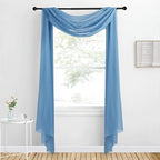 NICETOWN Decorative Stone Blue Window Scarf for Beach, Voile Sheer Curtains Flexible Valances Bed Canopy for Wedding Arch Kids Room, 2 Panels, W60 x L216