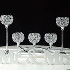 Crystal Tealight Candle Holder Centerpiece Home Decorative Candlestick Holder Elegant Table Centerpiece Home Decor Wedding Party Anniversary (Silver, Set of 3)