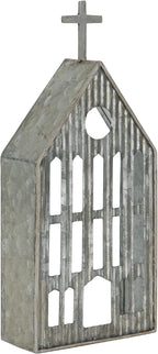 Church Shaped Tea Light Candle Holder Farmhouse Galvanized Metal Candle Holder Vintage Decorative Tealight Holder for Table Centerpiece Decoration - 4.53" x 1.97" x 10.43"