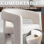 Modern Barrel Dining Chairs Set of 8, Linen Upholstered Accent Side Chair with Arms Comfy Makeup Vanity Chairs, Dining Living Room Kitchen Chairs, Beige