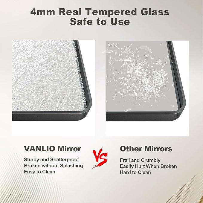 50x30 Inch Black Framed Bathroom Mirror for Wall, Black Metal Framed Mirror, Rounded Rectangle Bathroom Vanity Mirror, Anti-Rust, Shatterproof (Horizontal/Vertical)