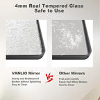 60x40 Inch Black Matte Framed Bathroom Mirror for Wall, Rounded Corner Rectangle Vanity Mirror, Tempered Glass, Anti-Rust, Shatterproof (Horizontal/Vertical)