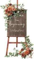 Ling's Moment 2pcs Wedding Flowers Garland Artificial Floral Swag Arch Decorations Rose Greenery Arrangements Sunset Terracotta Ceremony Reception Garden Easel Wall Entryway Outdoor (NOT Include Sign)