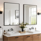 Bathroom Mirror 28x36 Inch, Black Frame Mirror 28"x36", Rectangle Wall Mounted Mirror, Metal Framed Vanity Mirror for Wall 28 by 36, Modern Mirror Hangs Horizontal Or Vertical