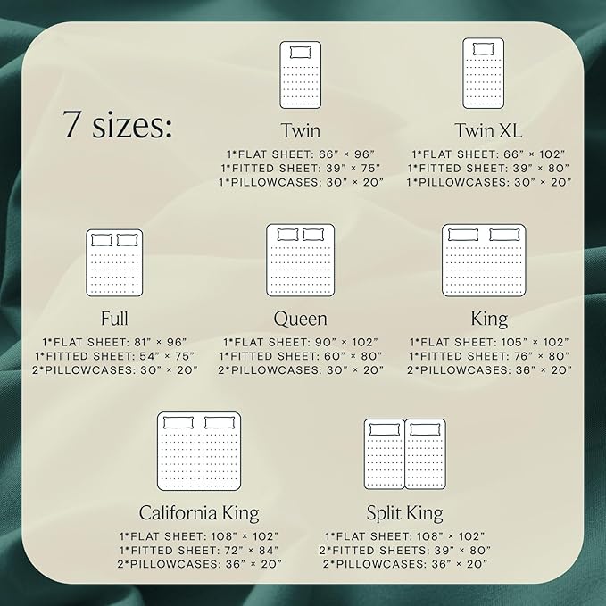 LuxClub 5 PC Split King Sheet Set, Breathable Luxury Bed Sheets, Deep Pockets Wrinkle Free Cooling Sheets Machine Washable Hotel Bedding Silky Soft - Emerald Split King