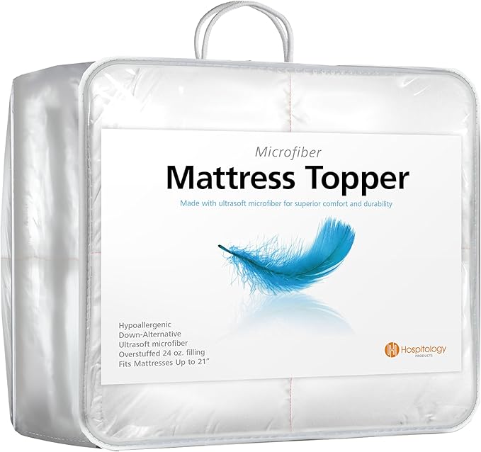 HOSPITOLOGY PRODUCTS Hypoallergenic Mattress Cover- Overstuffed - Deep Pocket - Goose Down Alternative Pillow Top Mattress Topper California King - 72" W x 84" L