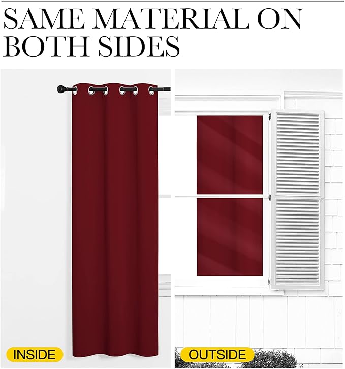 NICETOWN Burgundy Red Blackout Drapes - Window Treatment Light Blocking Privacy Curtain Panels for Christmas Window Decoration (Set of 2, 42 inches by 95-inch)
