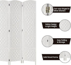 Rose Home Fashion Room Divider, 6 ft Tall Room Dividers and Folding Privacy Screens, 16in Privacy Screen 4 Panel White Space Temporary Wall Foldable Partition Separation