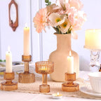 Candlestick Holders Bulk, 6 Pcs Amber Combination Candle Holders Set, Crystal Candle Holders for Wedding, Table Centerpiece, Home Decoration