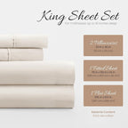Linen Market Double-Brushed Microfiber King Sheet Set 4 Piece – Oeko-TEX Certified Ultra Soft & Wrinkle-Free - 16" Deep Pocket Sheets - Easy Care King Size - Ivory