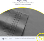 RV Queen Bed Sheets - Breathable Luxury Sheets with Full Elastic & Secure Corner Straps Built In - 1800 Supreme Collection Extra Soft Deep Pocket Bedding Set, Sheet Set, RV Short Queen, Gray