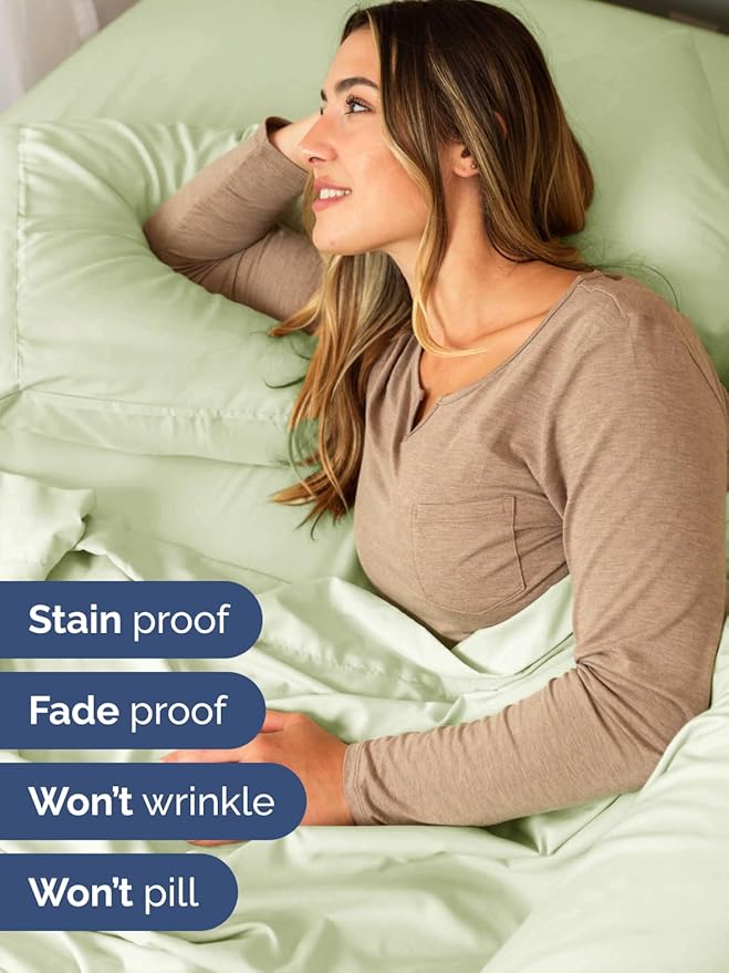Extra Deep Cal King Sheet Set - 6 Piece Breathable and Cooling Sheets - Hotel Luxury Bed Sheets Set - Easy Fit - Soft, Wrinkle Free and Comfy Sheets Set - Light Sage Sheet Set with Extra Deep Pockets