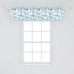 Ambesonne Sea Animals Window Valance, Sketch of Bottlenose Dolphins Playing Laughing in The Ocean Sea Life Print, Curtain Valance for Kitchen Bedroom Decor with Rod Pocket, 42" x 12", Turquoise White