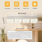 Flush Mount Ceiling Light Crystal Ceiling Light Fixture 24IN Long Rectangle Lighting Fixtures Ceiling Dimmable LED Ceiling Lights for Kitchen, Bathroom, Hallway, Living Room
