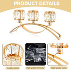 3 Arms Crystal Candle Holders, Arch Candlestick Table Candelabras Centerpieces for Wedding, Dinning Room, Cabinet Ornaments, Home Decoration， Gift (3-arm Arched, Gold)