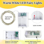 1-Pack Fairy Lights Battery Operated with Timer, Waterproof 16FT 50 LED String Lights Indoor Outdoor, Cuttable Starry Fairy Lights for Christmas Home Bedroom Wedding DIY Centerpiece Decor (Warm White)