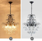 WUZUPS Crystal Chandelier 5-Light Pendant Ceiling Light Modern Lighting Fixture for Bedroom Hallway Bar Kitchen Bathroom, H 22.6'' x W 19.2'', E12 Base, Black