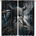 Fantasy Norse Viking Curtains,Cool Gothic Vintage Vikings Mystical Symbol Eagle Window Treatments Thermal Insulated Rod Pocket Blackout Drapes for Bedroom 2 Panels 84L x 42W