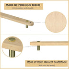 Wooden Drawer Pulls,6-Pack Beech Wood Drawer Handles 6.3in,Suitable for Kitchen, Living Room, Bedroom, Bathroom and Other Scenes,Gold