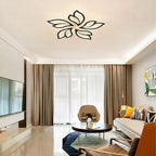 Garwarm LED Ceiling Light Fixture, 60W Modern Leaves Ceiling Lamp Dimmable Black Flush Mount Ceiling Chandelier for Living Room Study Room Dining Room Bedroom