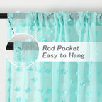 MYSKY HOME Pom Pom Aqua Sheer Curtains for Bedroom Living Room Light Filtering Semi-Sheer Curtains for Nursery Girls Kids Room Rod Pocket Boho Voile Draperies Aqua 52 x 95 inch 2 Panels