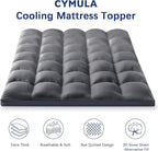 CYMULA Queen Mattress Topper, Grey Mattress Pad Bed Topper Cover, Extra Thick Pillow Top Mattress Topper with Deep Pockets, Cooling Plush Down Alternative Fill Mattress Protector
