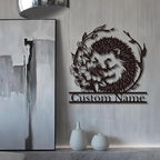 Custom Hedgehog Metal Sign, Personalized Hedgehog Metal Wall Art,Hedgehog Lovers Gift Metal Kid Room Decor,Personalized Hedgehog Lover Name Sign,Kid Nursery Decoration (Hedgehog D)