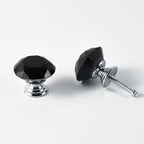 12pcs Diamond Shape Crystal Glass 30mm Drawer Knob Pull Handle Usd for Cabinet, Drawer (Black)