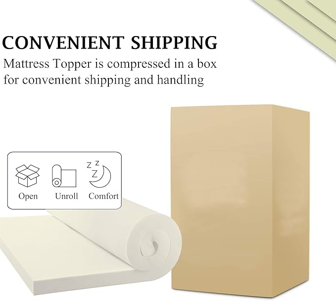 Mayton Soft 2-inch Foam Mattress Topper with Optimum Body Support | Comfortable and Breathable Bed Toppers for Mattress with Orthopedic Benefits, Helps Relieve Luber and Back Pain, King, White