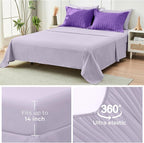 HYMOKEGE Dark Purple/Lavender Queen Comforter Set Seersucker 7 Pieces, All Season Luxury Bed in a Bag Queen for Bedroom, Bedding Set with Comforter, Sheets, Pillowcases & Shams