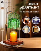 Green Candle Warmer Lamp with Timer & Dimmer, Candle Lamp Warmer Adjustable Height, Gifts for Women Mom Birthday Christmas, House Warming New Home Bedroom Decor,Lotus Flower Wax Warmer for Jar Candles
