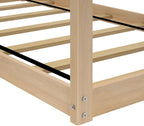 Max & Lily Twin Floor House Bed, Modern Solid Wood Low Bed Frame for Kids, Montessori Floor Bed for Bedroom, Playroom, Wooden Slats, Blonde