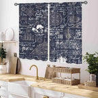 Vintage Nautical Curtains, Marine Coastal Sailboat Compass Anchor Ocean Beach Old Pirate Map Navy Blue Blackout Retro Drapes for Bedroom Living Room Kitchen Bathroom Window 2 Panels, 55x39 Inch