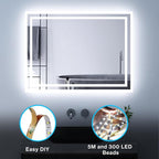 Olafus White LED Strip Lights, 16.4ft Dimmable LED Light Strip, 12V 6000K Vanity Mirror Light with UL Listed Plug, 300 LEDs 2835 Flexible Led Lights for Bedroom Under Cabinet Kitchen