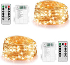 2 Pack 20ft 60 Led Fairy Lights with Remote Timer Waterproof Christmas Decor Battery Operated Twinkle Firefly Lights for Bedroom, Garden, Easter, Party, Christmas Indoor and Outdoor Decorations