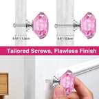 POZEAN Crystal Cabinet Knobs 12Pack, 1.57inch Dresser Knobs for Cabinet, Drawer with Two Different Sizes Screws, Diamond Glass Pulls Handles (40mm, 12Pack, Pink-Silver)