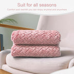 Exclusivo Mezcla Fleece Throw Blanket for Couch, 50x70 Inches Soft Cozy Jacquard Flannel Blankets, Lightweight Fuzzy Plush Warm Throws for Winter, Pink