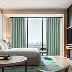 KangBang 100% Blackout Linen Curtains 72x108 Inches Long, Back Tab Pocket Pleated Room Darkening Curtains for Living Room Sliding Patio Door, Soft Thick Linen Textured Drapes, 2Pcs, Cameo Green